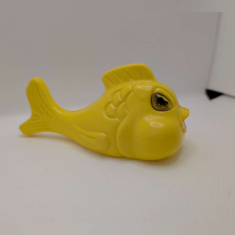Vintage Baby Rattle Yellow Fish/Novelty Plastic Toy (Use As Decoration Only)